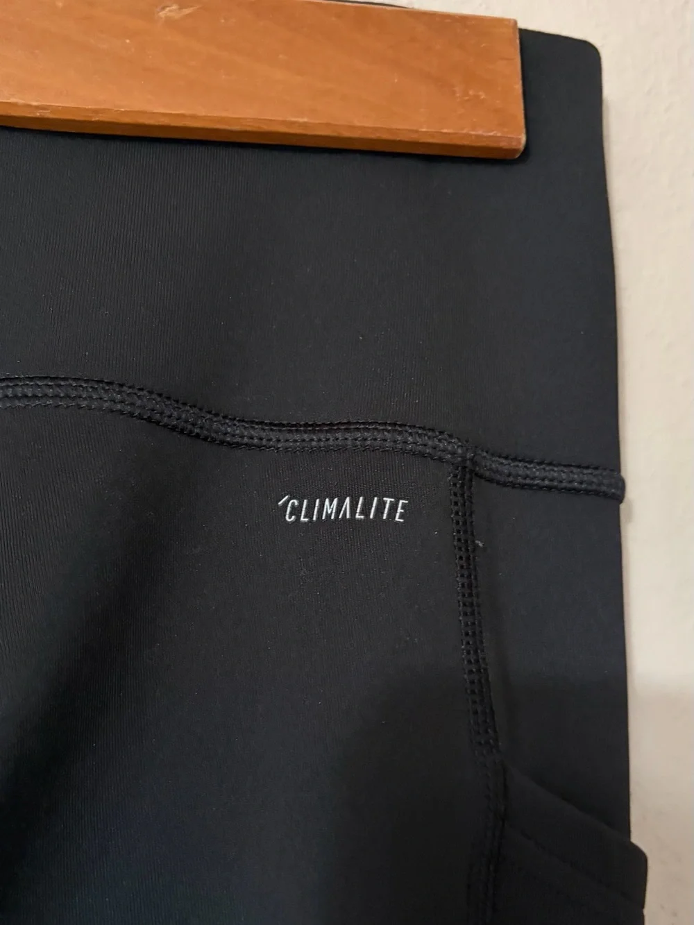 Adidas Climalite Black 3 Stripe Side Pocket Leggings Womens Small High Rise‎ Gym